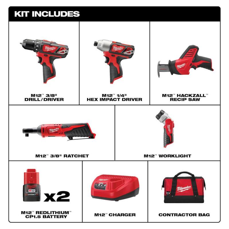 12V Lithium-Ion Cordless 5-Tool Combo Kit with Batteries, Charger & Tool Bag B749