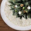 48 Inch White and Gold Faux Fur Plush Velvet Christmas Tree Skirt X4279