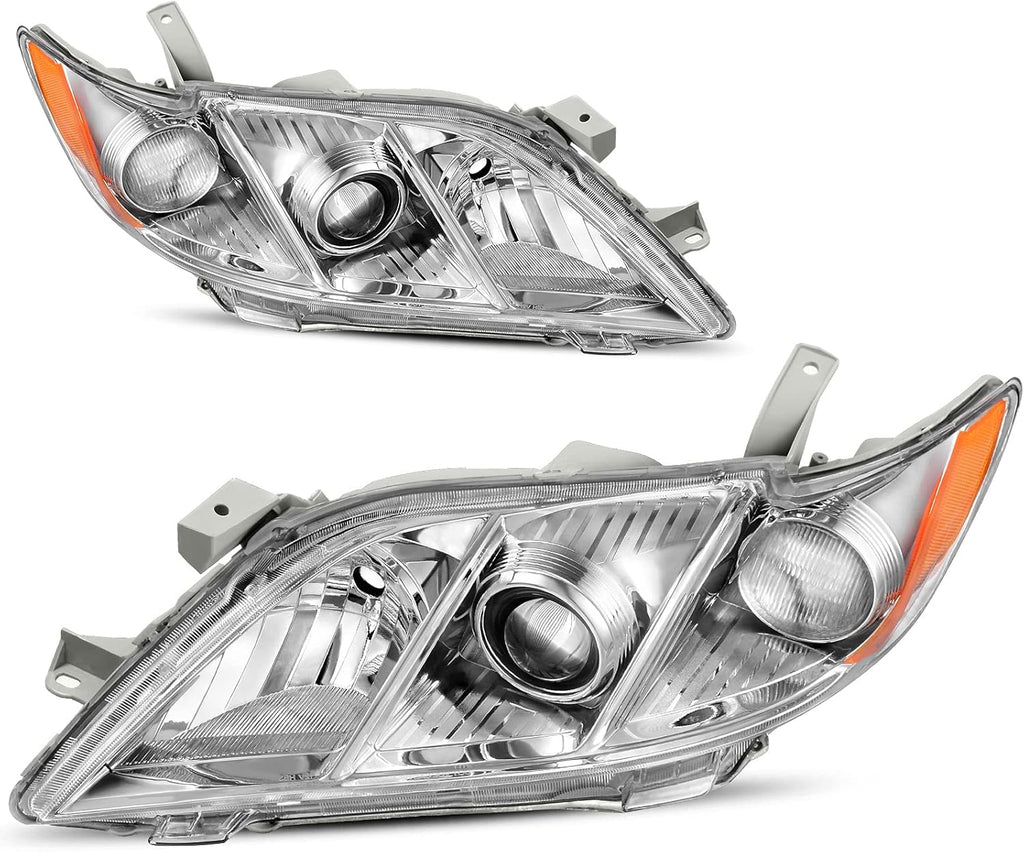 Chrome Housing Amber Reflector Clear Lens Headlight Assembly O80525