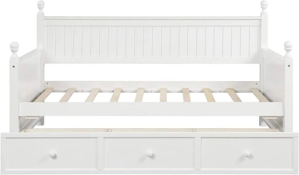 White Wood Daybed with Drawers W5236