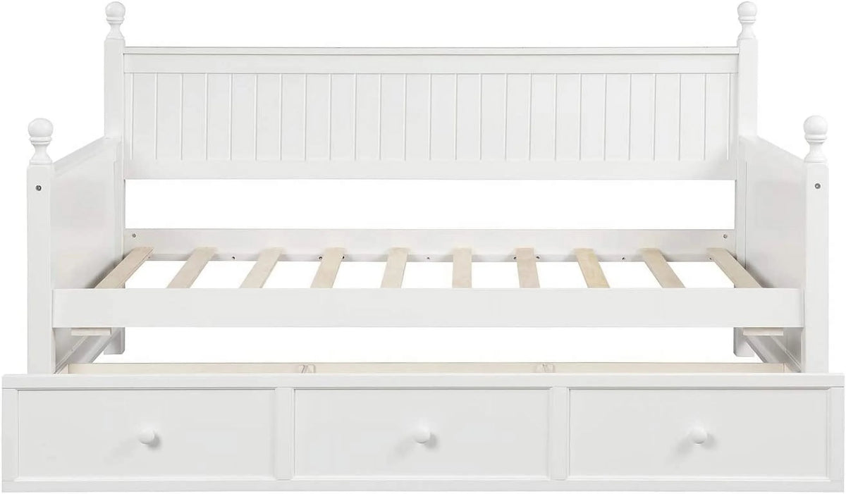 White Wood Daybed with Drawers W5236