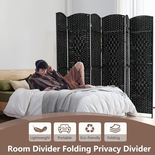 6FT Dark Brown Wooden Folding Room Divider H677554