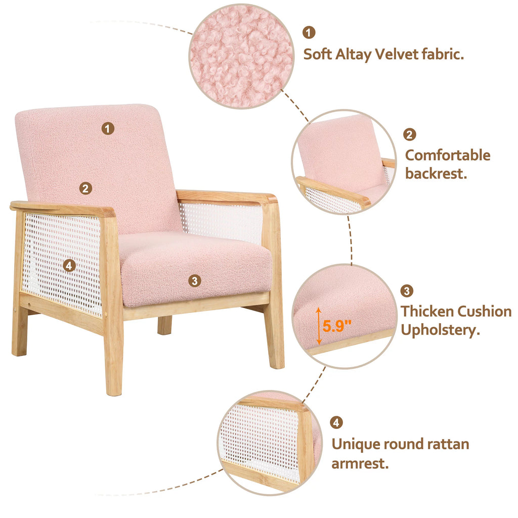 Mid-Century Pink Upholstered Accent Armchair N96799