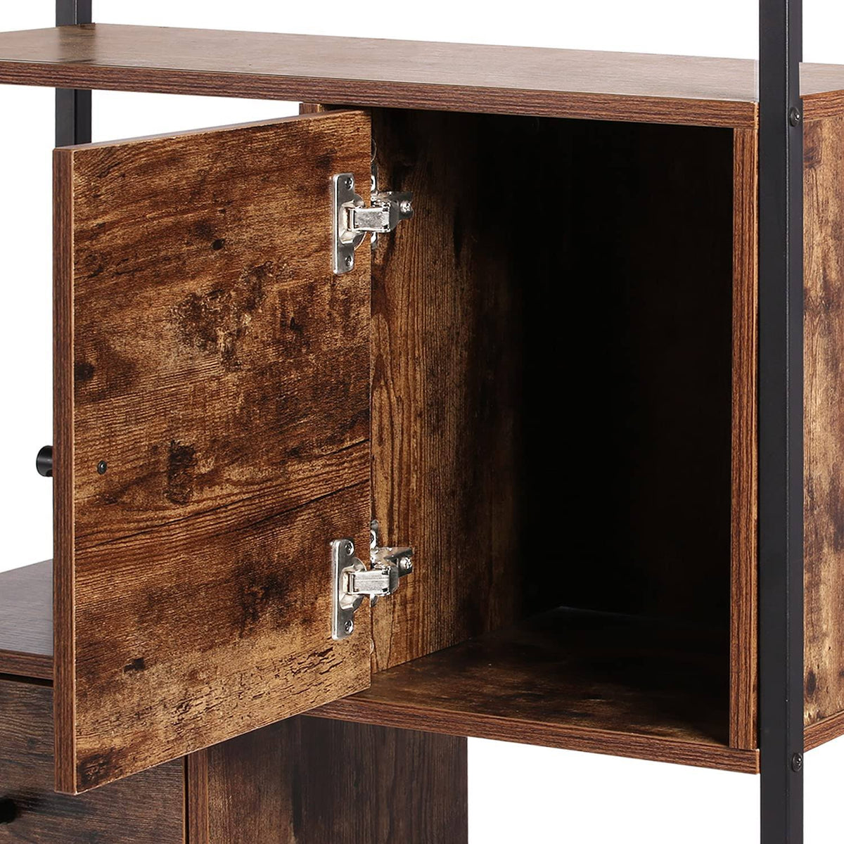 Brown 4-Tier Bookshelf with Drawers U8204