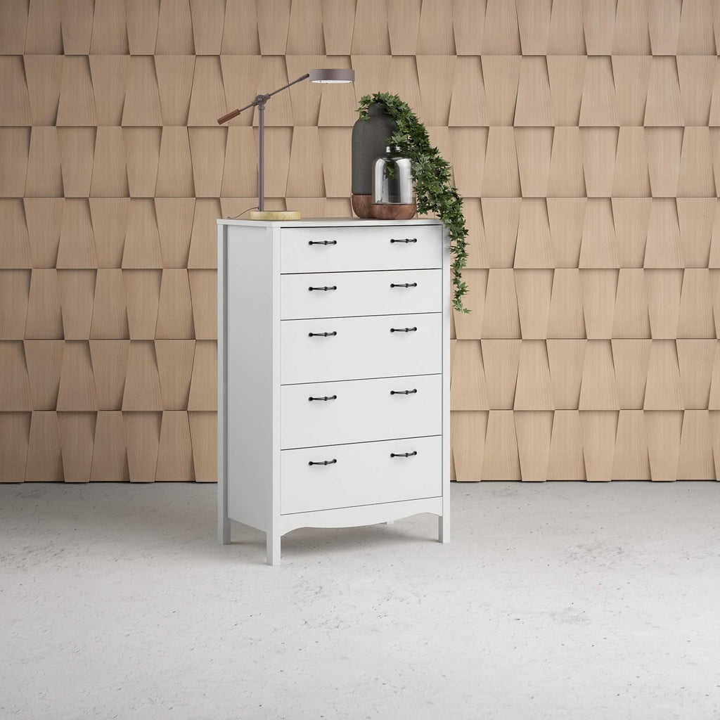 White 5 Drawer Chest F85616