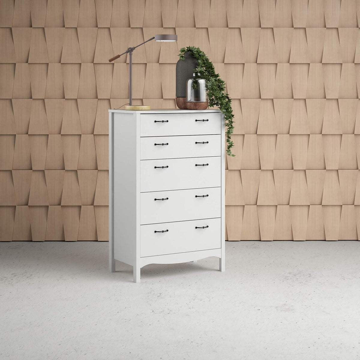 White 5 Drawer Chest F85616