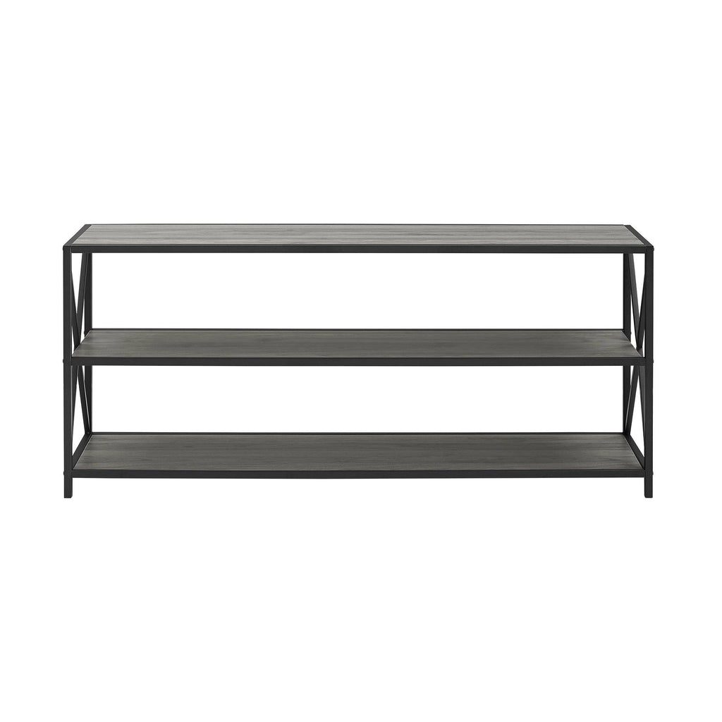 60-Inch X-Frame Bookshelf Dark Walnut Black Metal H528519