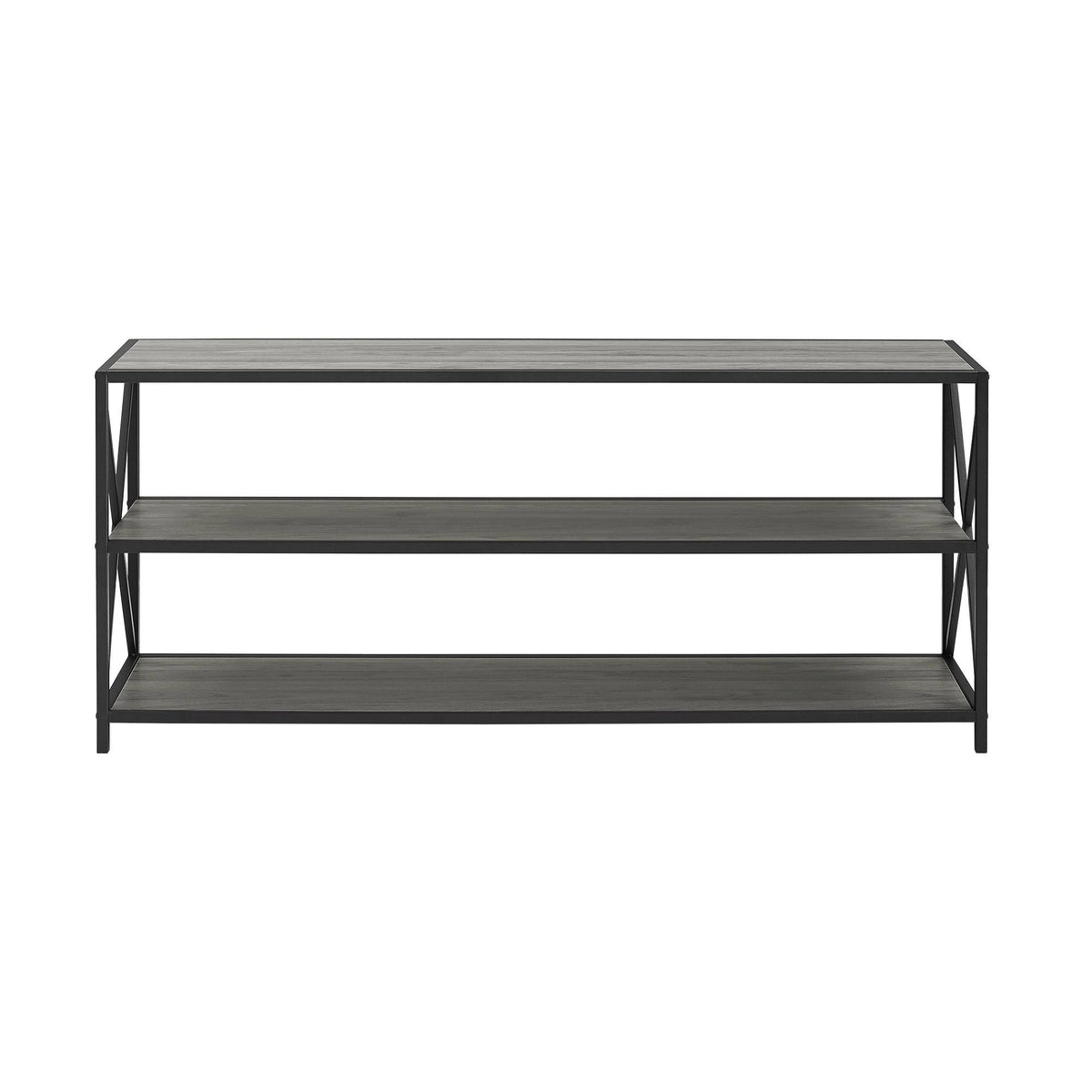 60-Inch X-Frame Bookshelf Dark Walnut Black Metal H528519