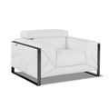 Winter White Leather & Chrome Accent Chair E88504
