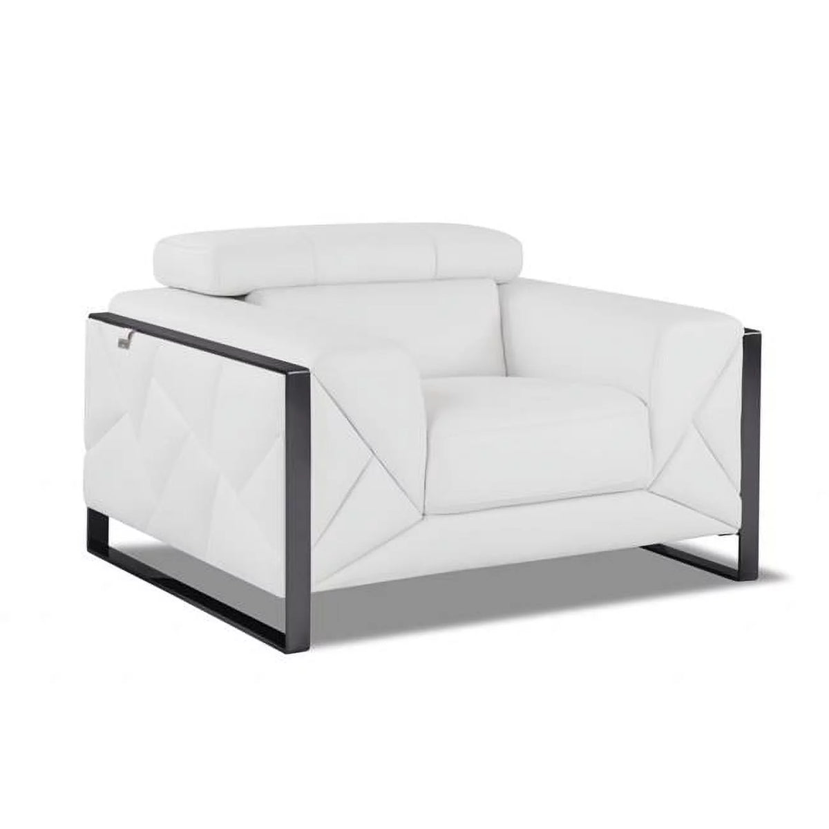 Winter White Leather & Chrome Accent Chair E88504
