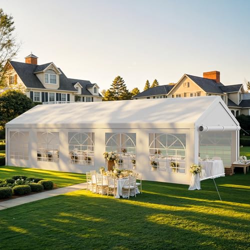 16x32ft Heavy Duty Galvanized Steel Party Tent with Removable Sidewall Windows E4016