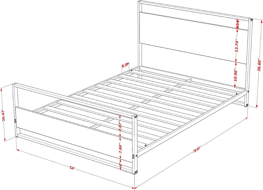 Platform Bed Frame with 4 Metal Legs C8176