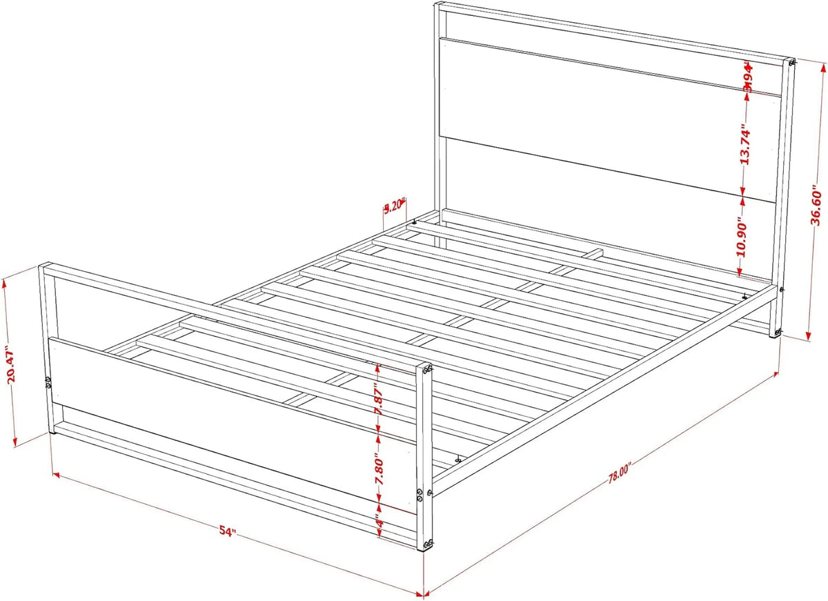 Platform Bed Frame with 4 Metal Legs C8176