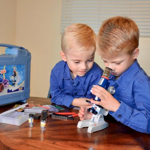 Kids Microscope Kit 100X-1200X Magnification Metal Body LED Light O256247