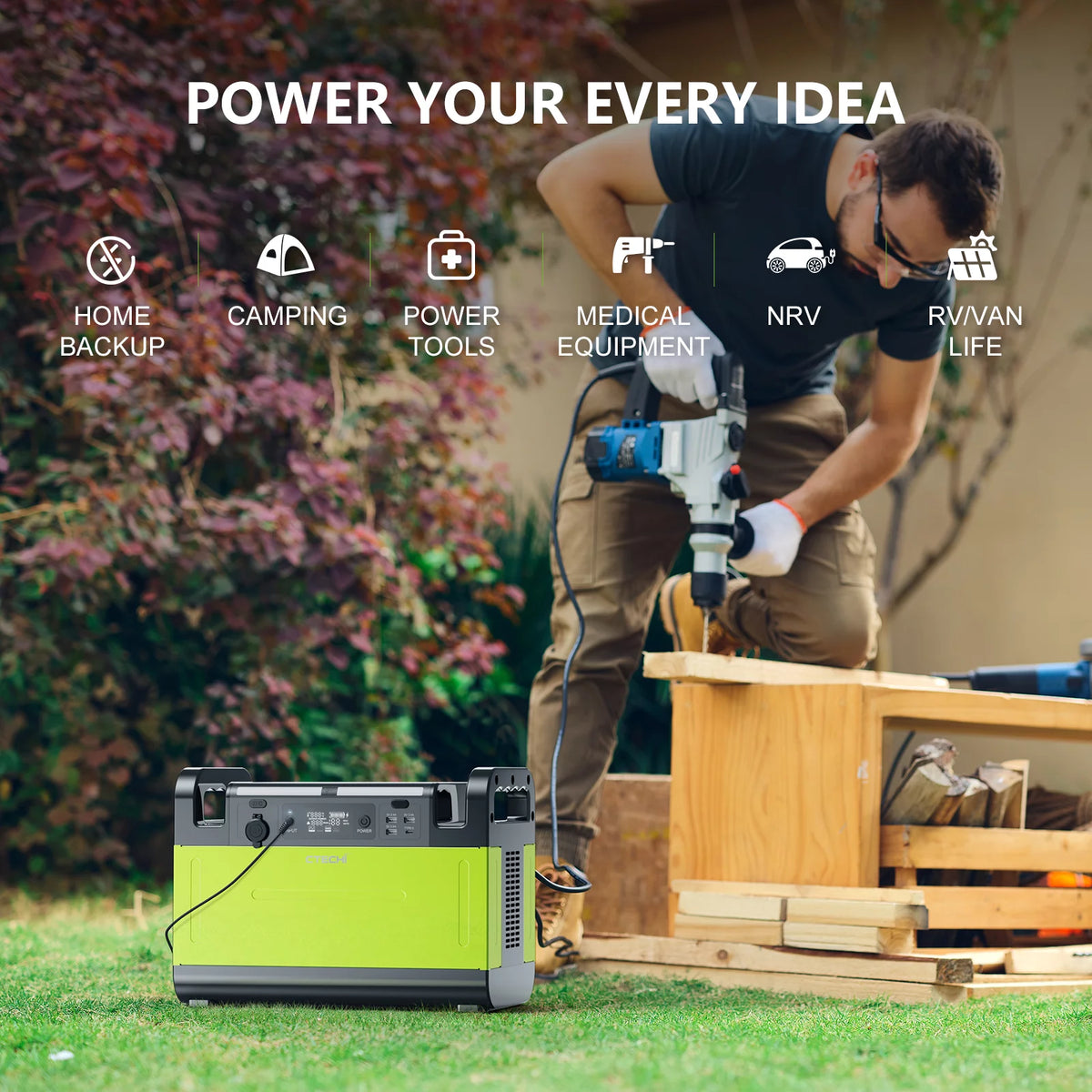 Portable Power Station 1200W 1210Wh LiFePO4 Solar Generator E419583