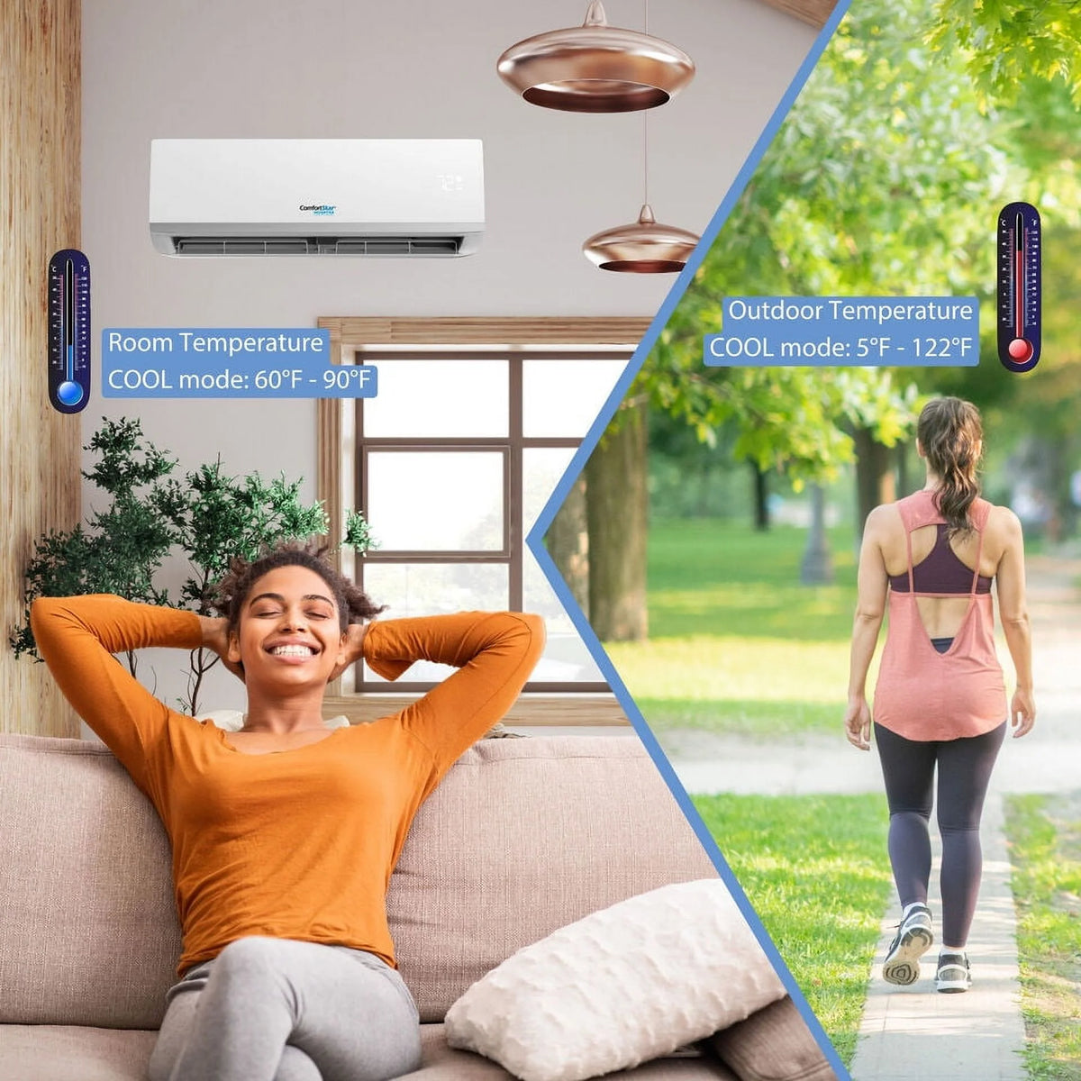 12,000 BTU 21 SEER2 Ductless Mini-Split Air Conditioner Full Set 110V R8533