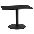 24" x 42" Rectangular Black Laminate Table Top with 24" Round Table Height Base T9510