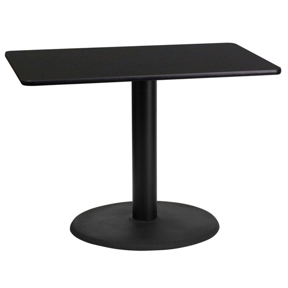 24" x 42" Rectangular Black Laminate Table Top with 24" Round Table Height Base T9510