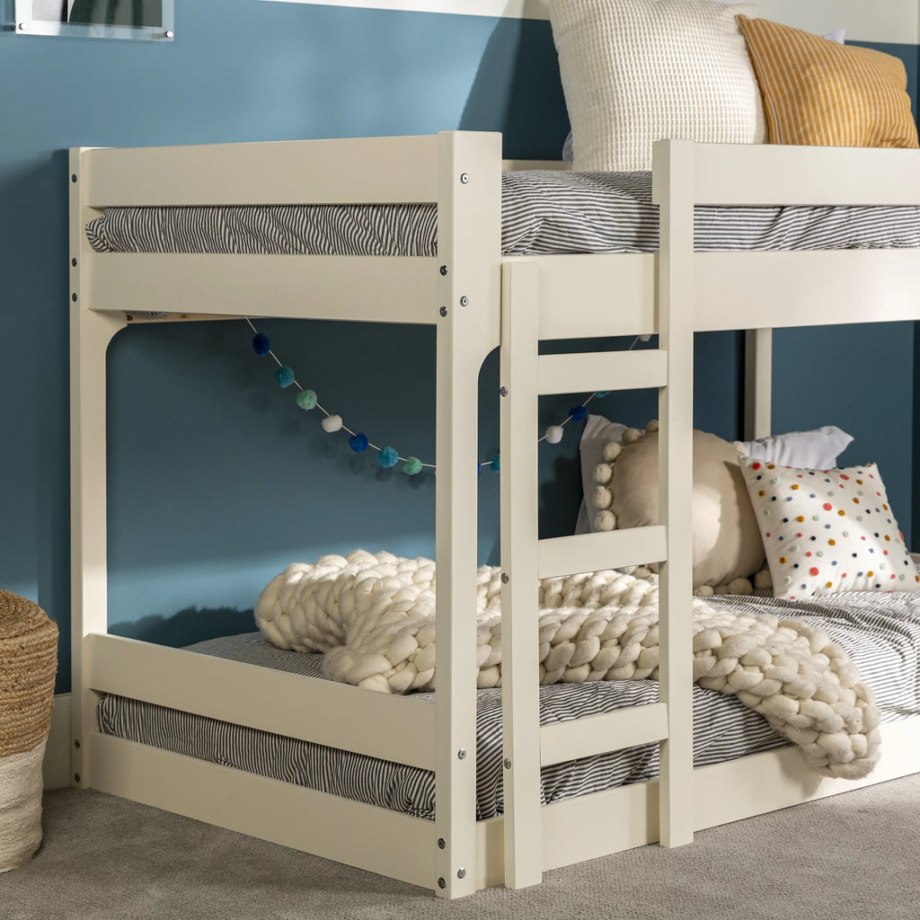 Modern Twin Over Twin Bunk Bed, White E36161