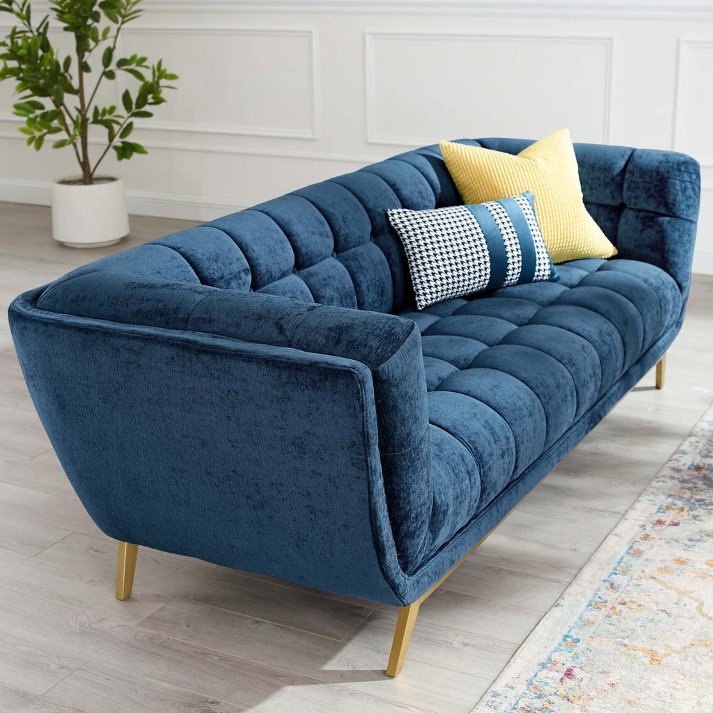 Navy Performance Velvet Sofa T601