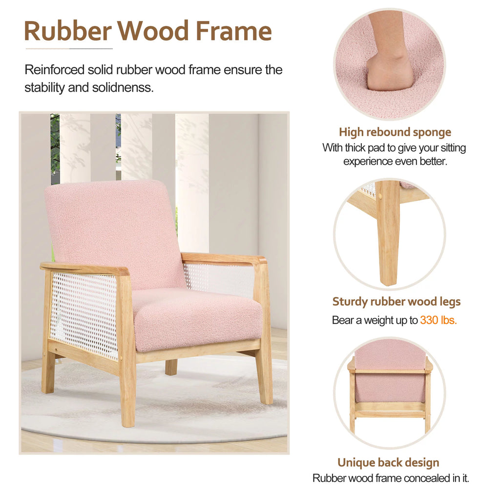 Mid-Century Pink Upholstered Accent Armchair N96799