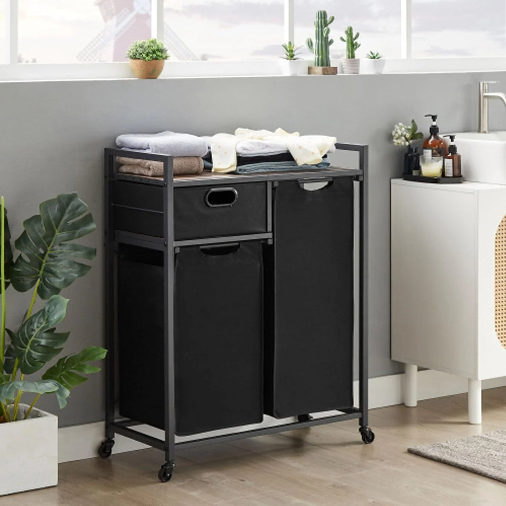 Laundry Basket with Drawer and 2 Sorter Bags Q7325