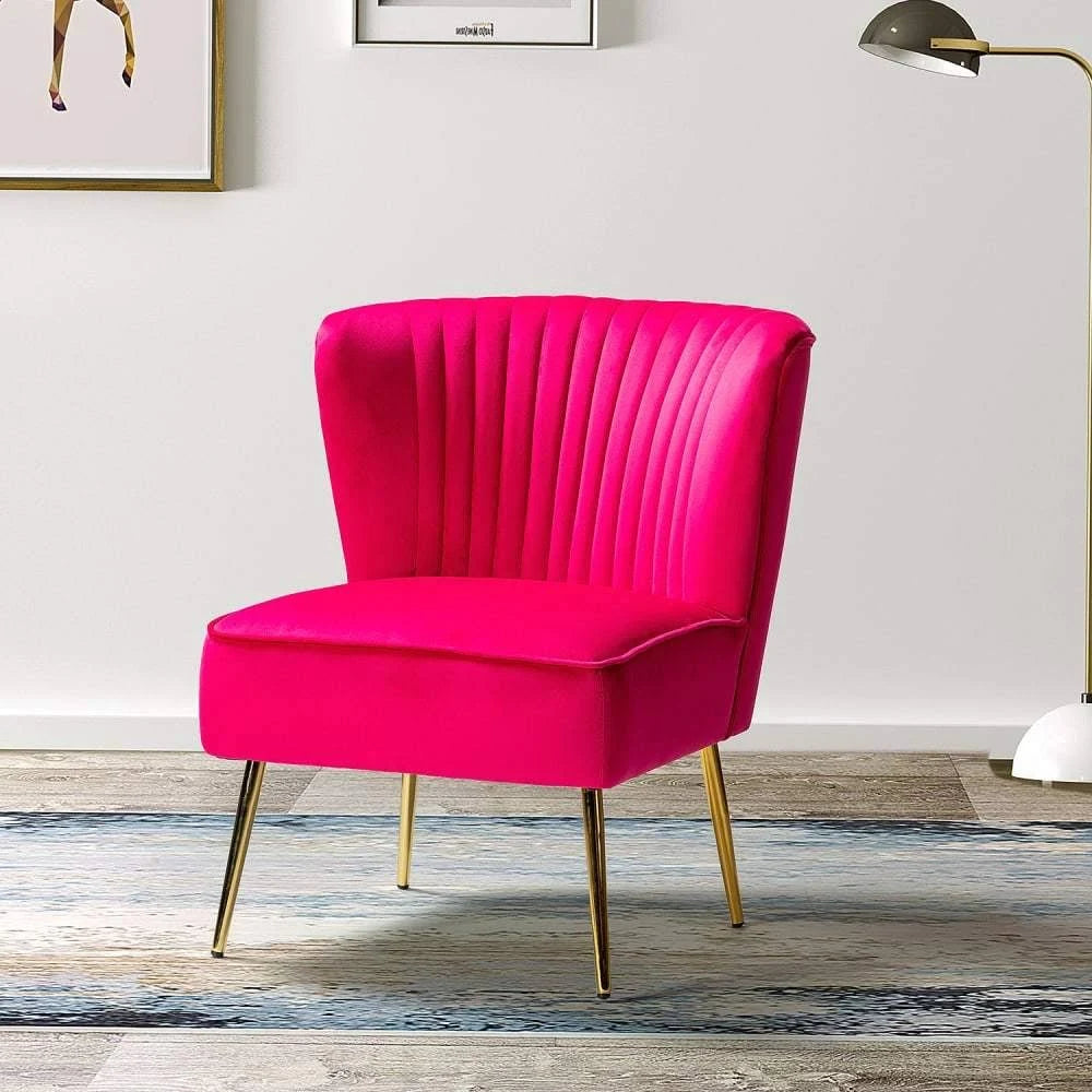 Fuchsia Gold Legs Velvet Side Chair O18175