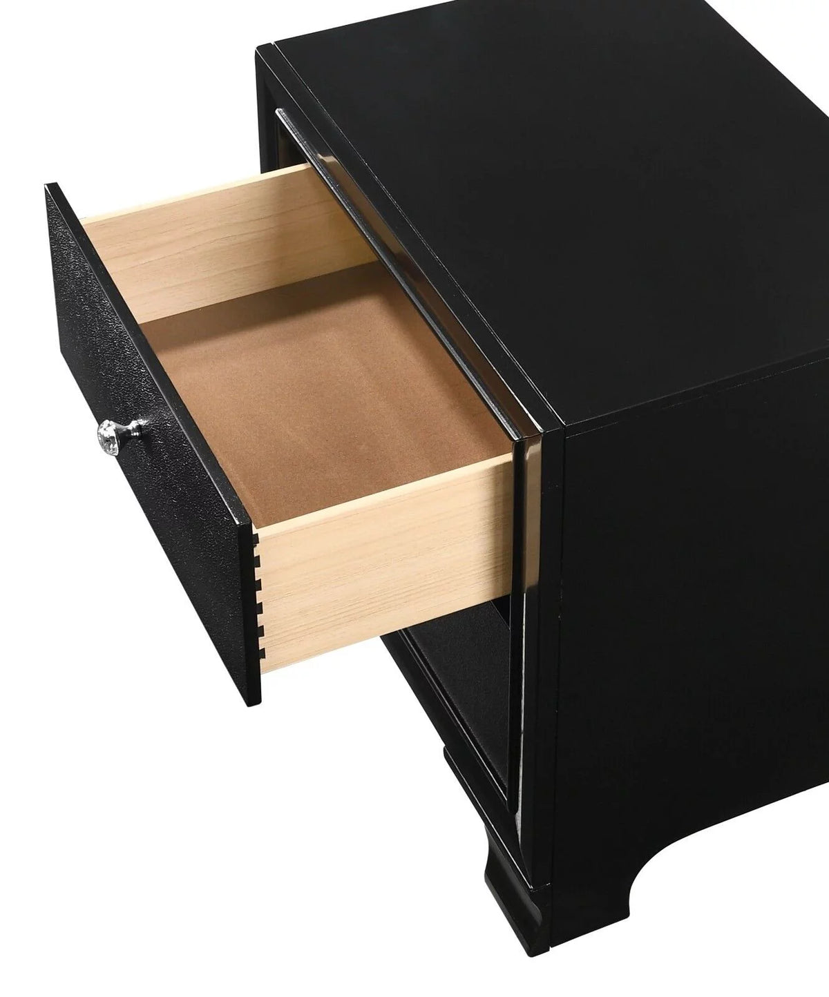 Black Full Size Upholstery LED Bed Dresser Mirror Nightstand Set C2541