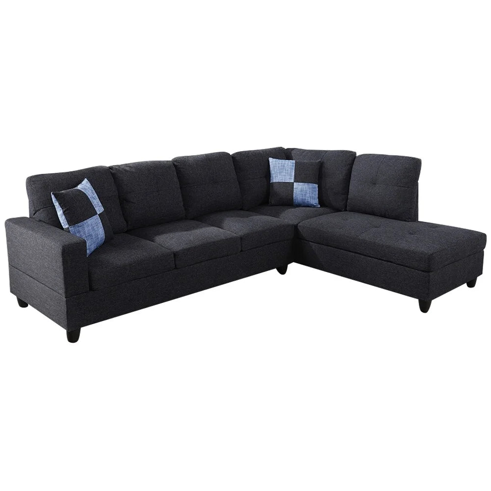 Gray Striped Right Chaise Sectional I77019