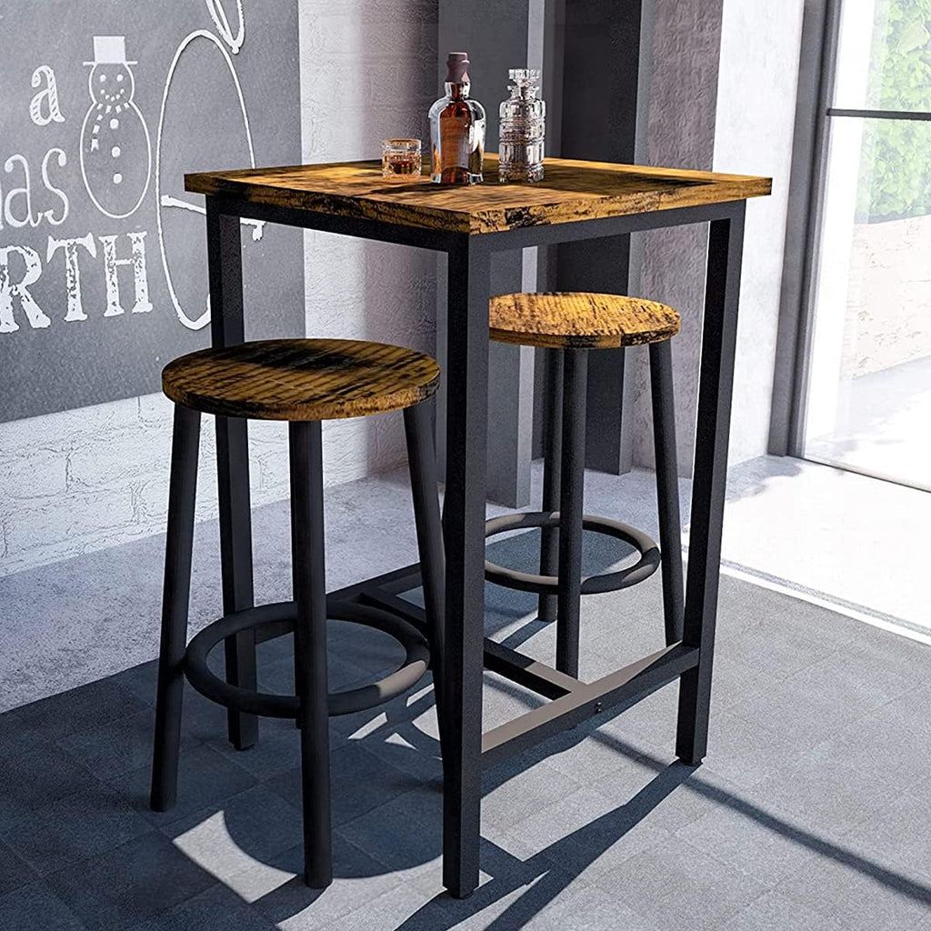 3 Piece Pub Dining Set Rustic Brown R19289