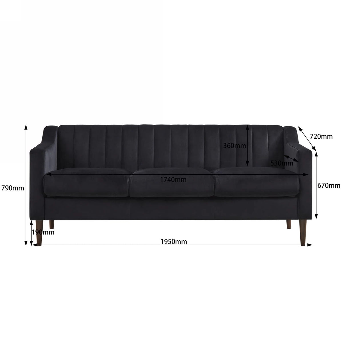 Velvet Upholstered Chesterfield Sofa with Wooden Legs S543265