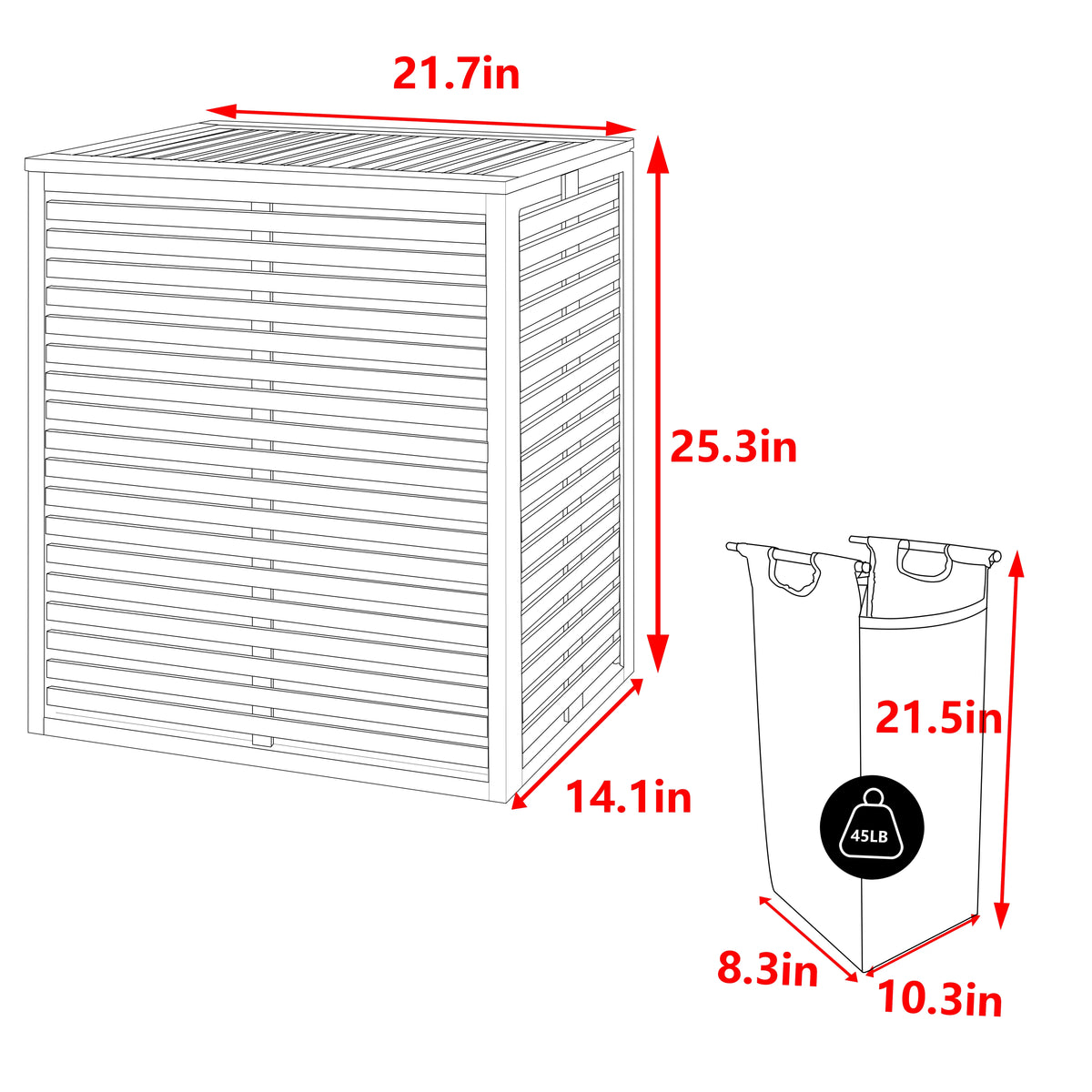 Foldable Bamboo Laundry Hamper with Lid and Liner Bag I7502