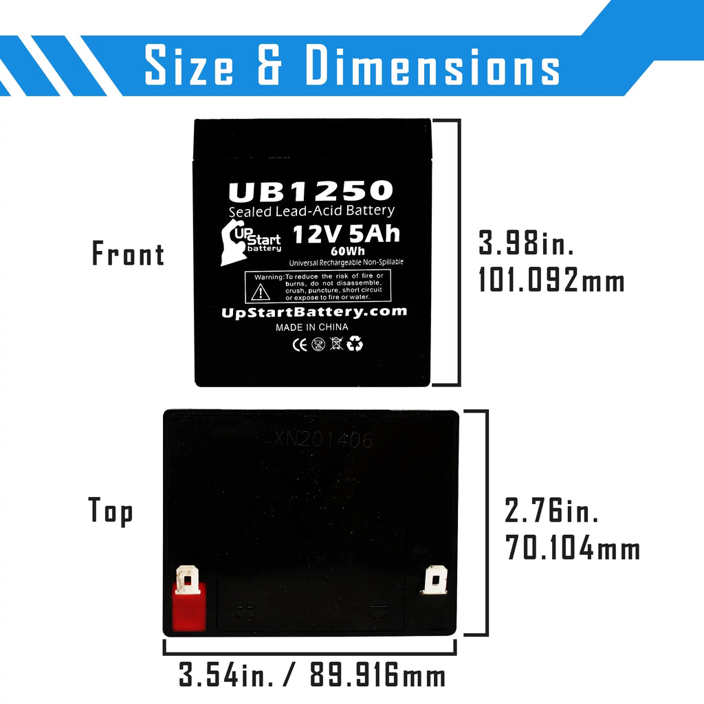 12V 5Ah Sealed Lead Acid Battery with F1 to F2 Terminal Adapters I1368
