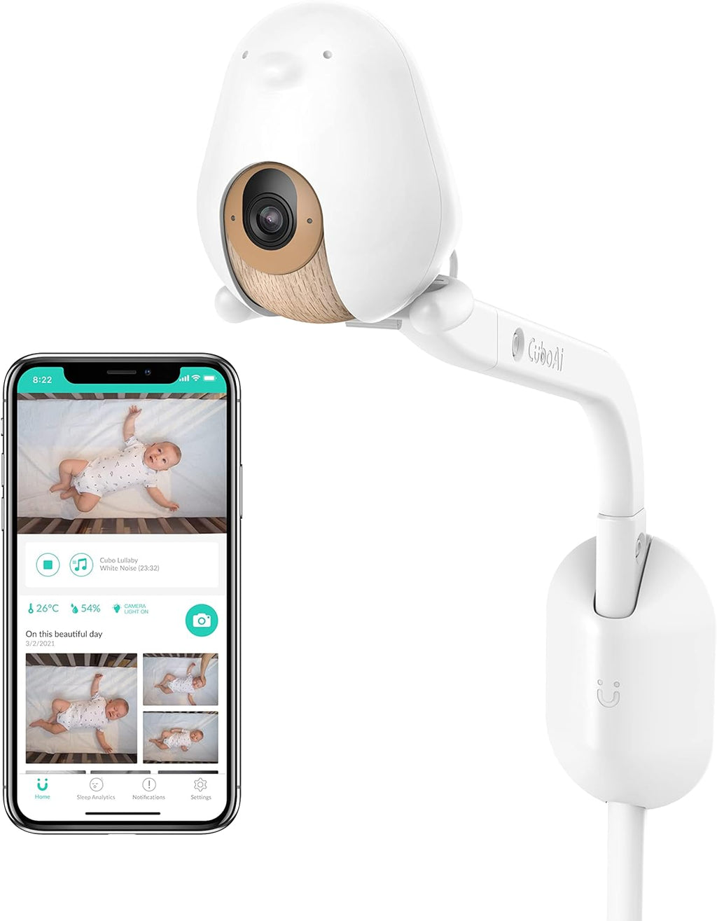 Smart Baby Monitor with Wall Mount, 1080p HD Night Vision Camera, 2-Way Audio K79319