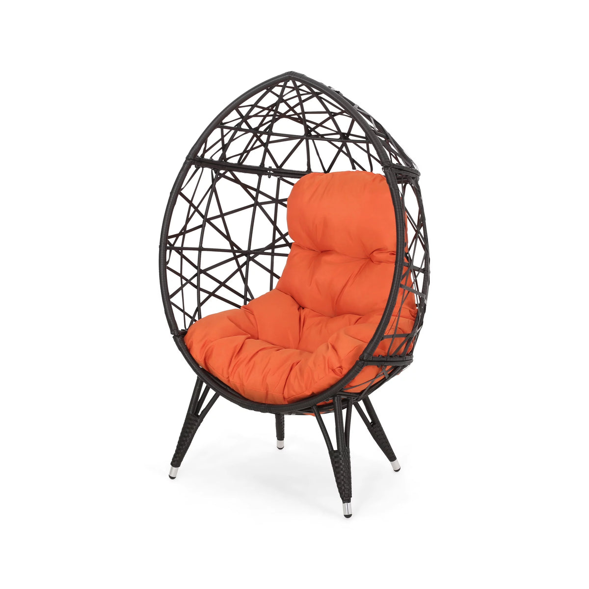 Indoor Wicker Teardrop Chair with Cushion W99464