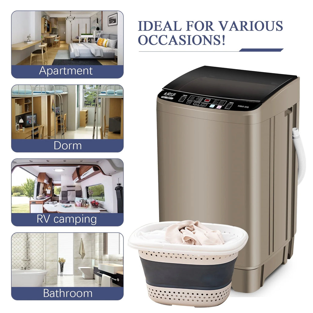 15.6 Lbs Full-Automatic Portable Compact Laundry Washer with Drain Pump F5654