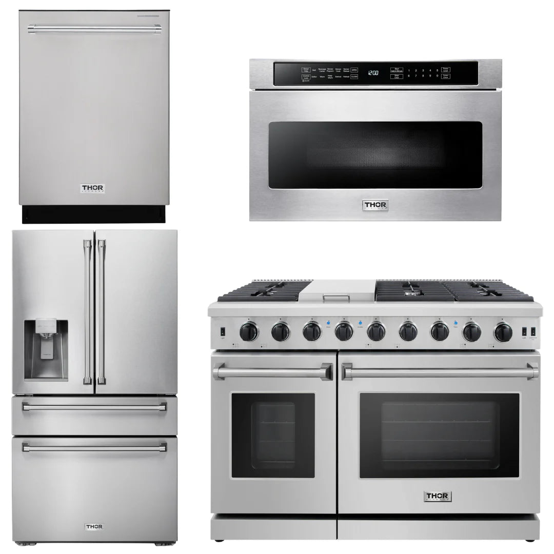 48 Propane Gas Range, Dishwasher, Refrigerator with Water and Ice Dispenser, Microwave V130247