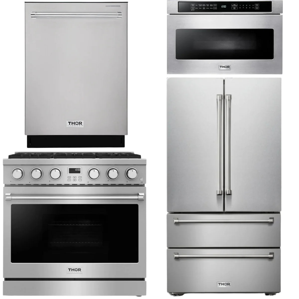 36 Gas Range, Refrigerator, Dishwasher and Microwave F277326