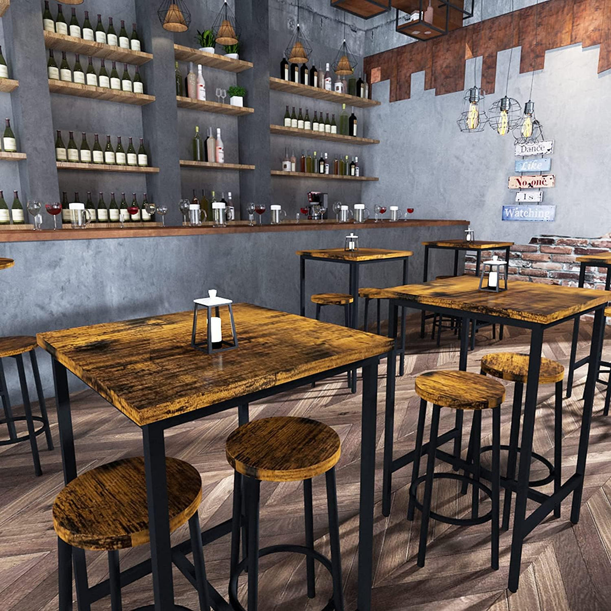 3 Piece Pub Dining Set Rustic Brown R19289