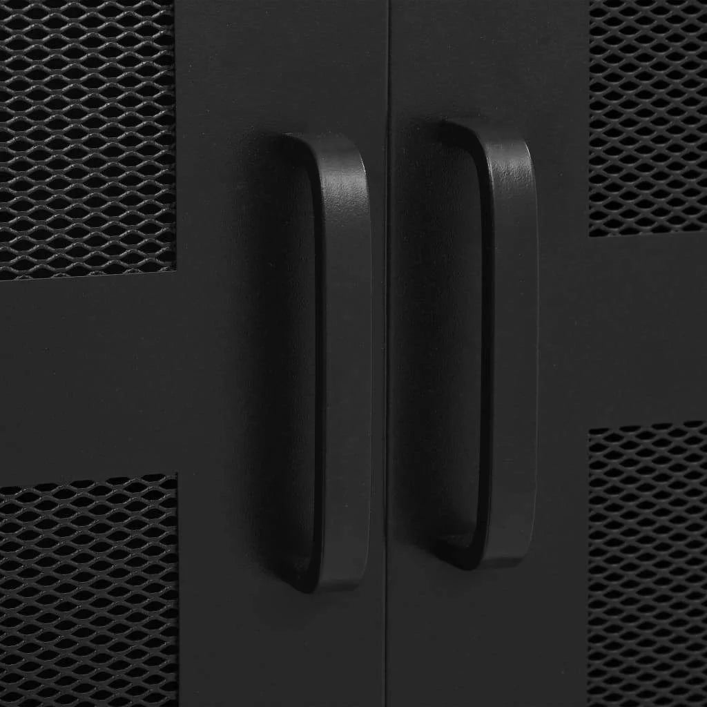 Black Steel Office Cabinet with Mesh Doors B323666