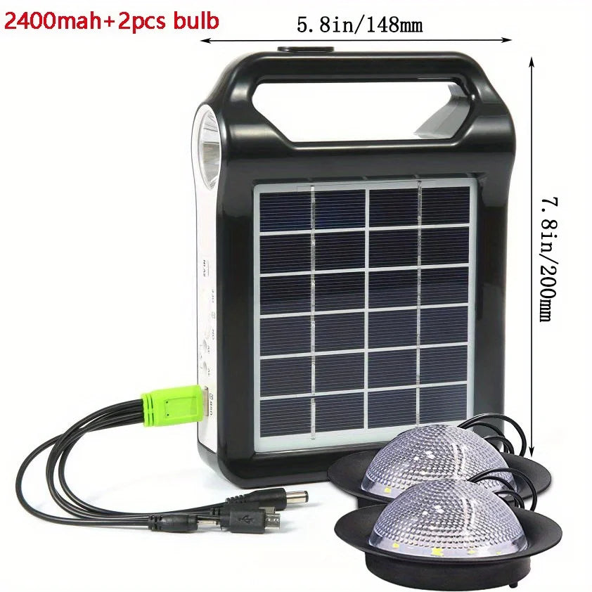 Portable 6V Rechargeable Solar Panel Power Storage Generator System with Lamp H415064
