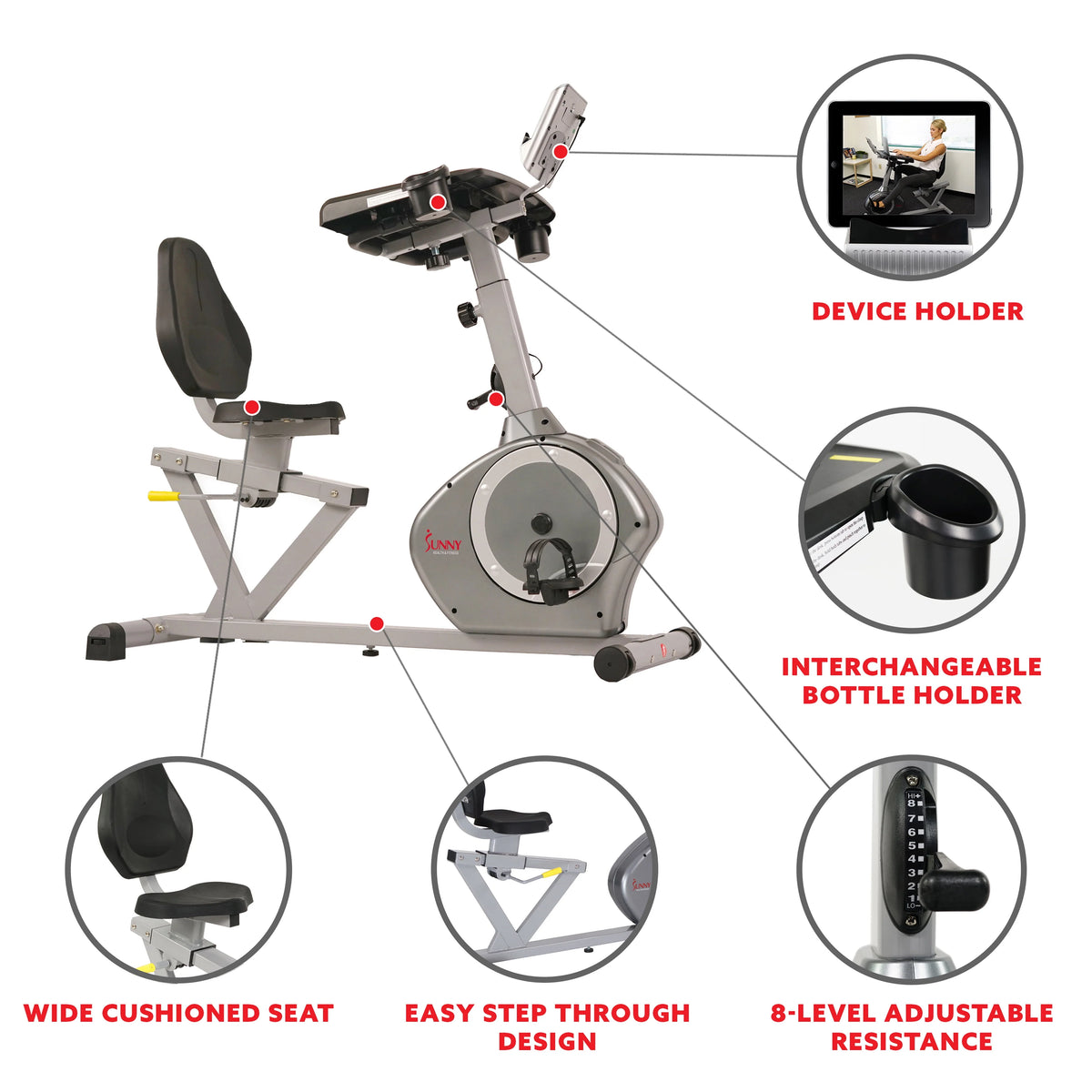Magnetic Indoor Recumbent Exercise Desk Bike 350 lb Weight Capacity L1370