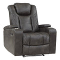 Brownish Gray Faux Leather Power Reclining Chair A127929