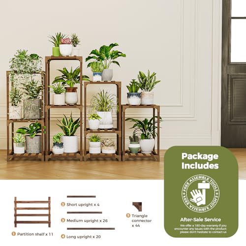 4 Sets Wooden Plant Stands K6650