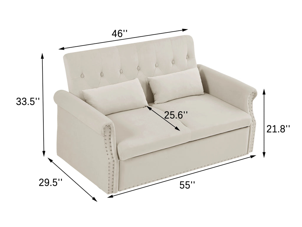 Velvet Convertible Sleeper Sofa Bed P311504