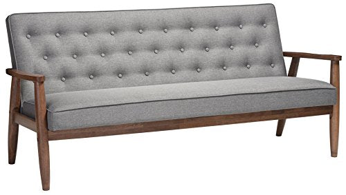 Black Faux Leather Upholstered Wooden 3-Seater Sofa E192646