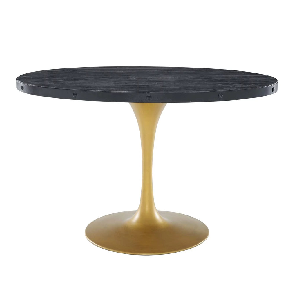Black Gold Oval Wood Dining Table N668741