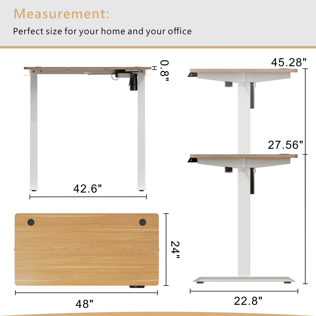 48" x 24" Height Adjustable Electric Standing Desk with Memory Controller G156