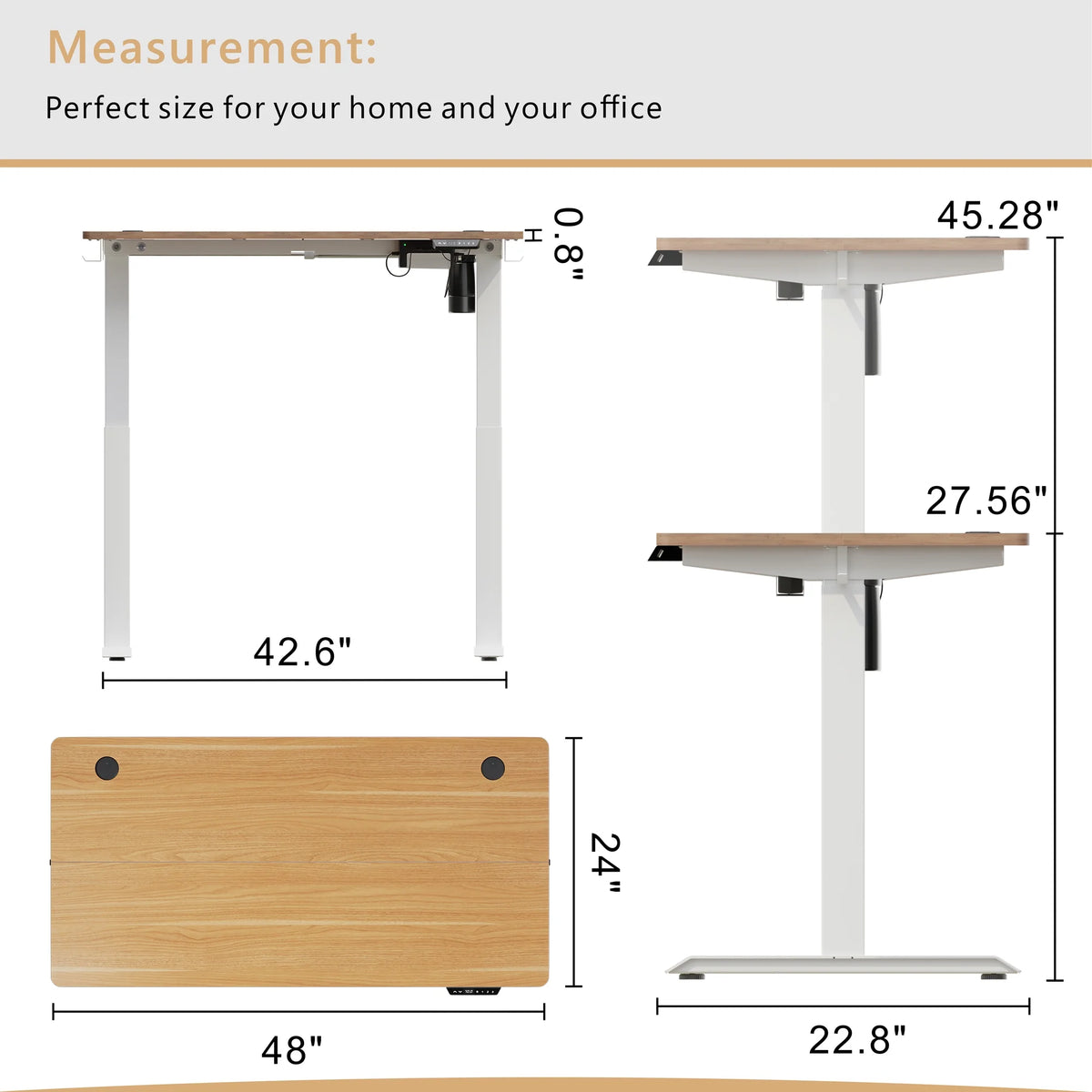 48" x 24" Height Adjustable Electric Standing Desk with Memory Controller G156