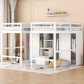 Solid Wood Loft Bed with Wardrobes and Staircase E63196